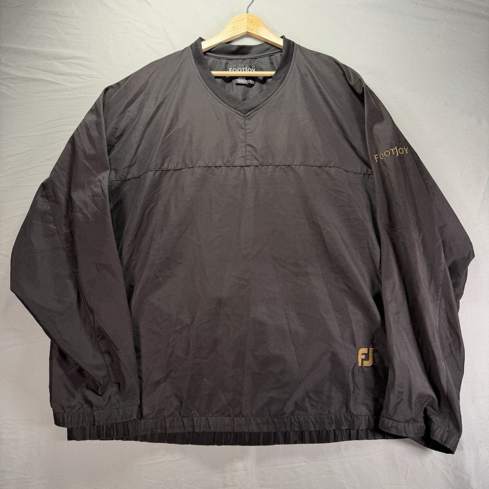 Footjoy Windbreaker Jacket Mens Large Black Pullover Golf Outdoors Lightweight